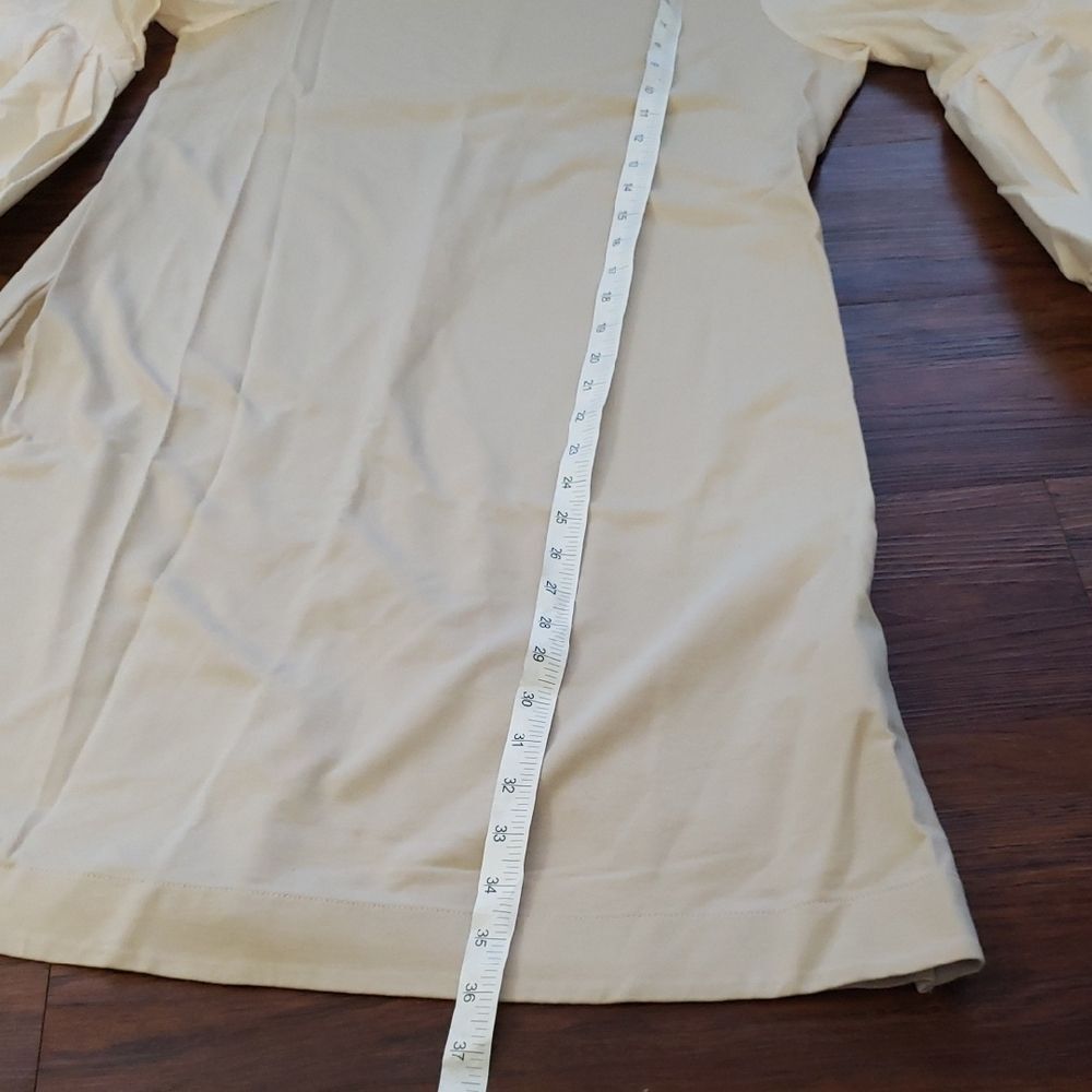 Moncler Twotone Cream Cotton Puff Sleeve Dress Size Medium NEW Retro Y2K Preppy - Picture 5 of 11
